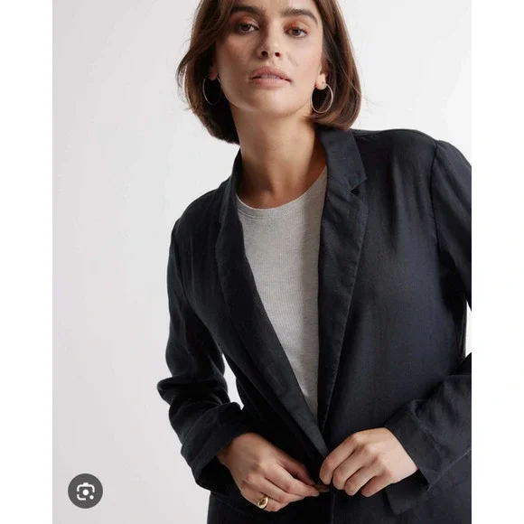 Quince 100% European Linen Blazer Black Size L NWT - Picture 2 of 7